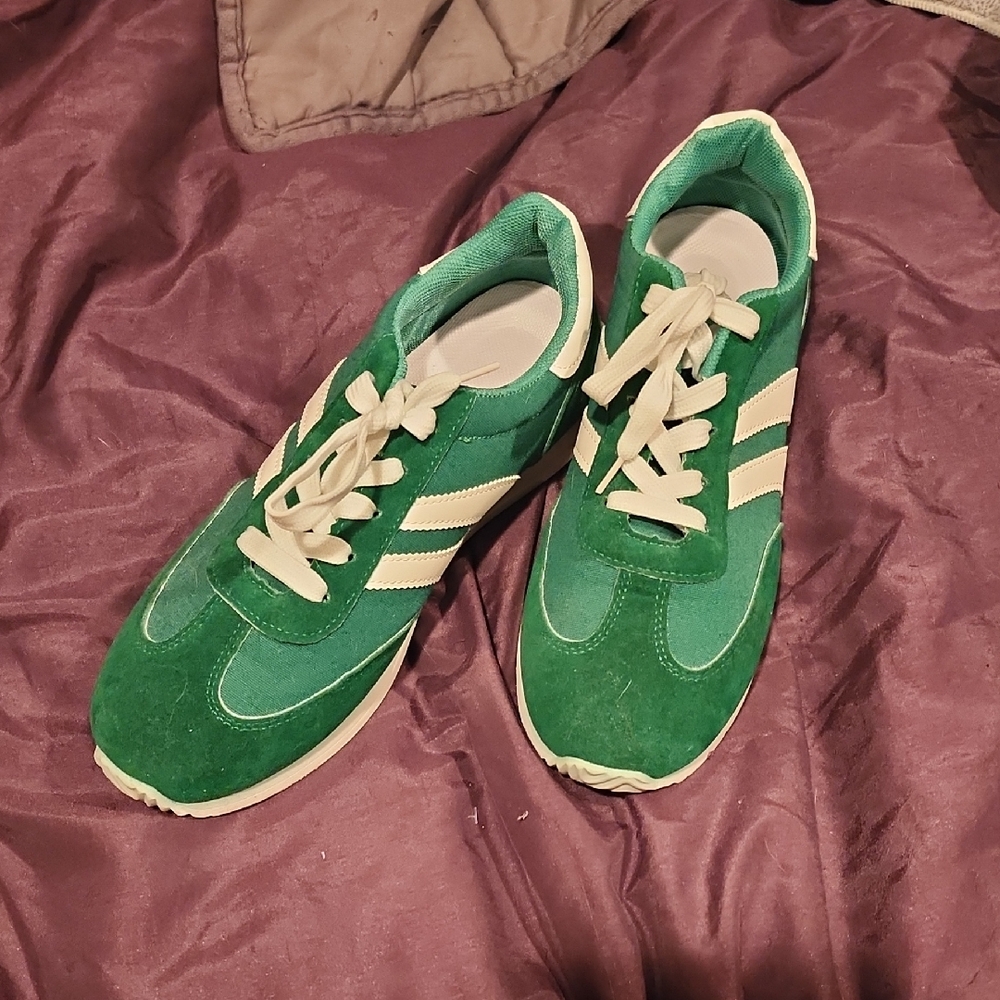 Green and White Sneakers